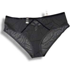 Torrid Black Velvet Trip Sheer Mesh Cross Strap Peekaboo Back Hipster Panty 2